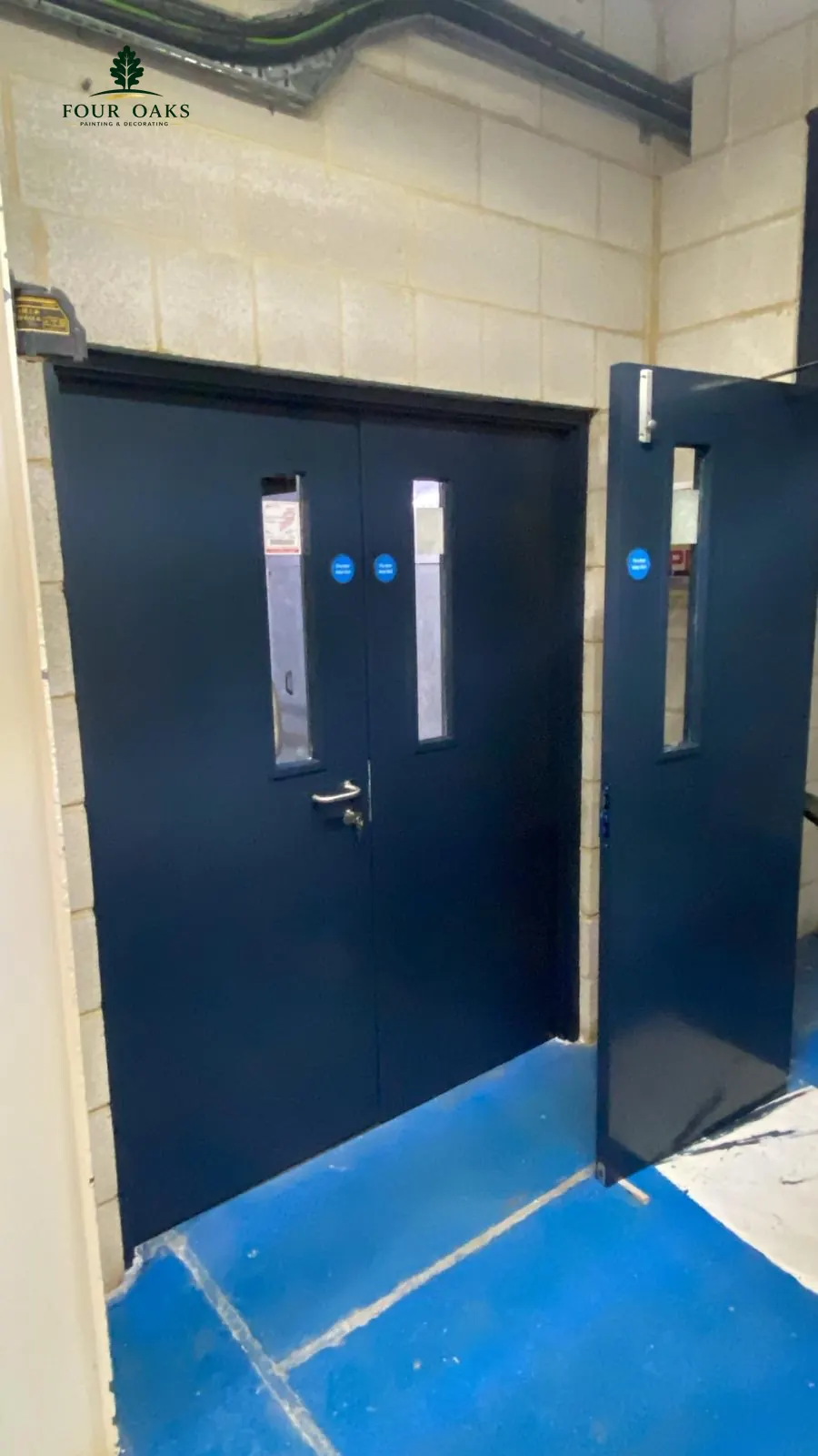 Out-of-hours commercial fire door spray finish in a Birmingham office
