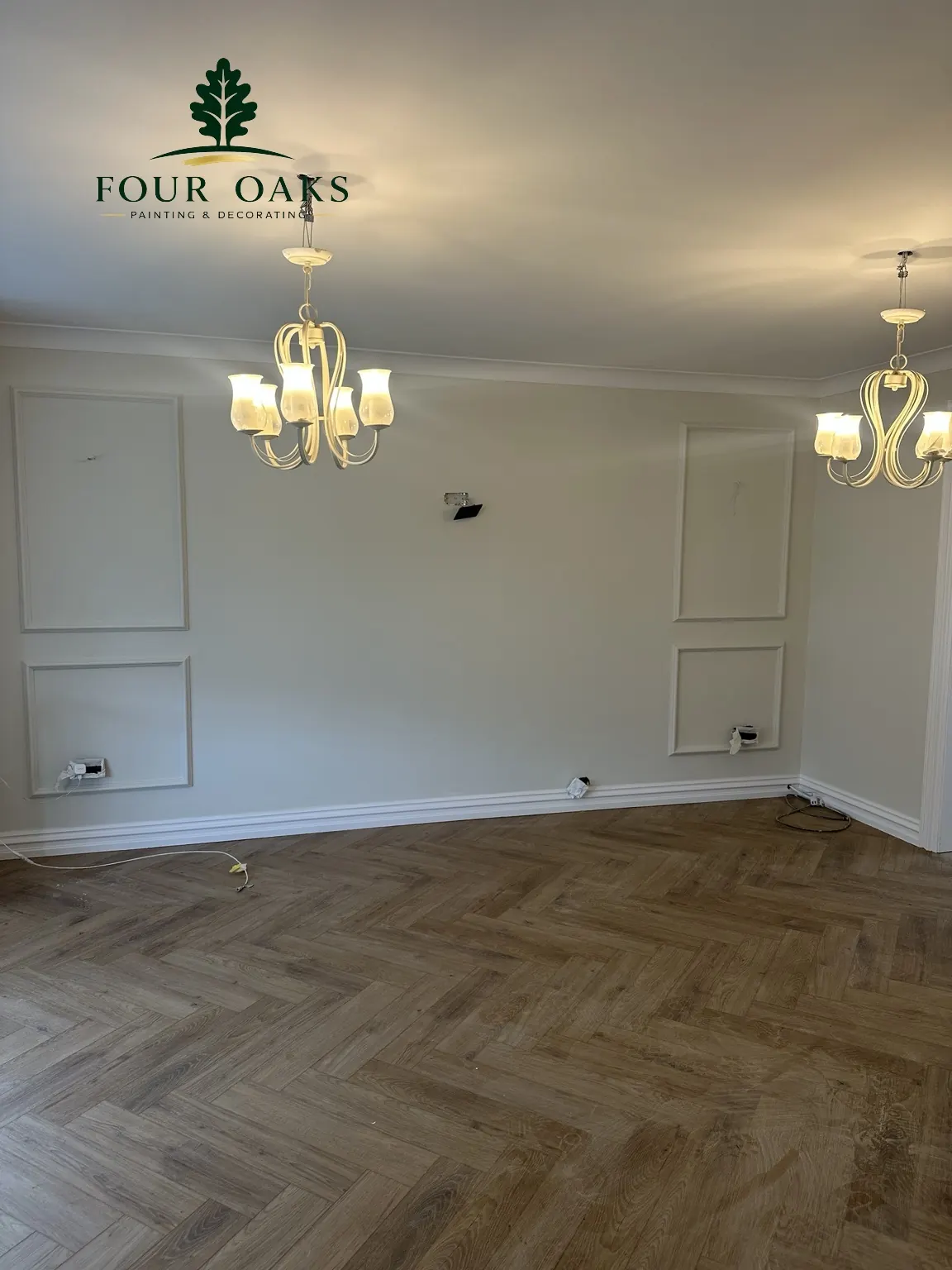 Bespoke wall panelling in a Sutton Coldfield lounge by Four Oaks Painting & Decorating